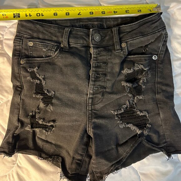 American Eagle Size 2 Button Fly Hi-Rise Shortie Strech - Picture 3 of 9